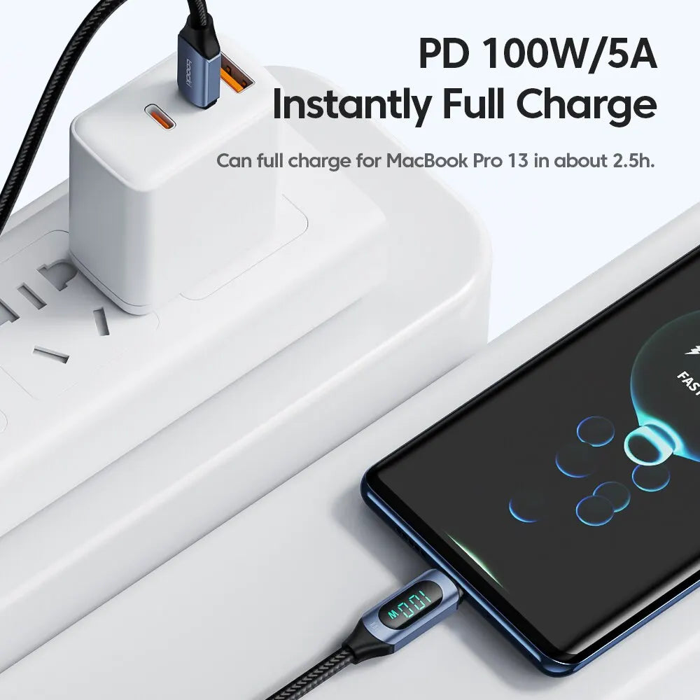 Type C to Type C Cable 100W PD Fast Charging Charger USB C to USB C Display Cable For Xiaomi POCO F3 Realme Macbook iPad