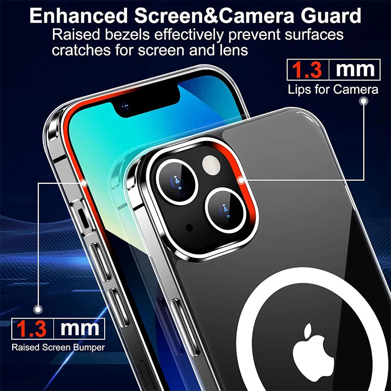 Ultra Slim Clear Magnetic Phone Case for iPhone 16 15 14 Pro Max Plus 12 13  Mini 11 Mobile Case Shockproof Transparent Cove