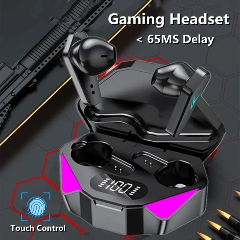 Gaming Earbuds Wireless Bluetooth Earphones With Mic Bass Audio Sound Positioning 9D Stereo Music HiFi Headset For Gamer