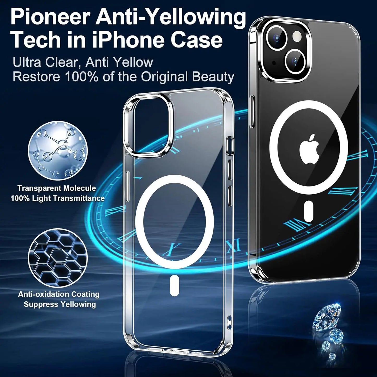 Ultra Slim Clear Magnetic Phone Case for iPhone 16 15 14 Pro Max Plus 12 13  Mini 11 Mobile Case Shockproof Transparent Cove